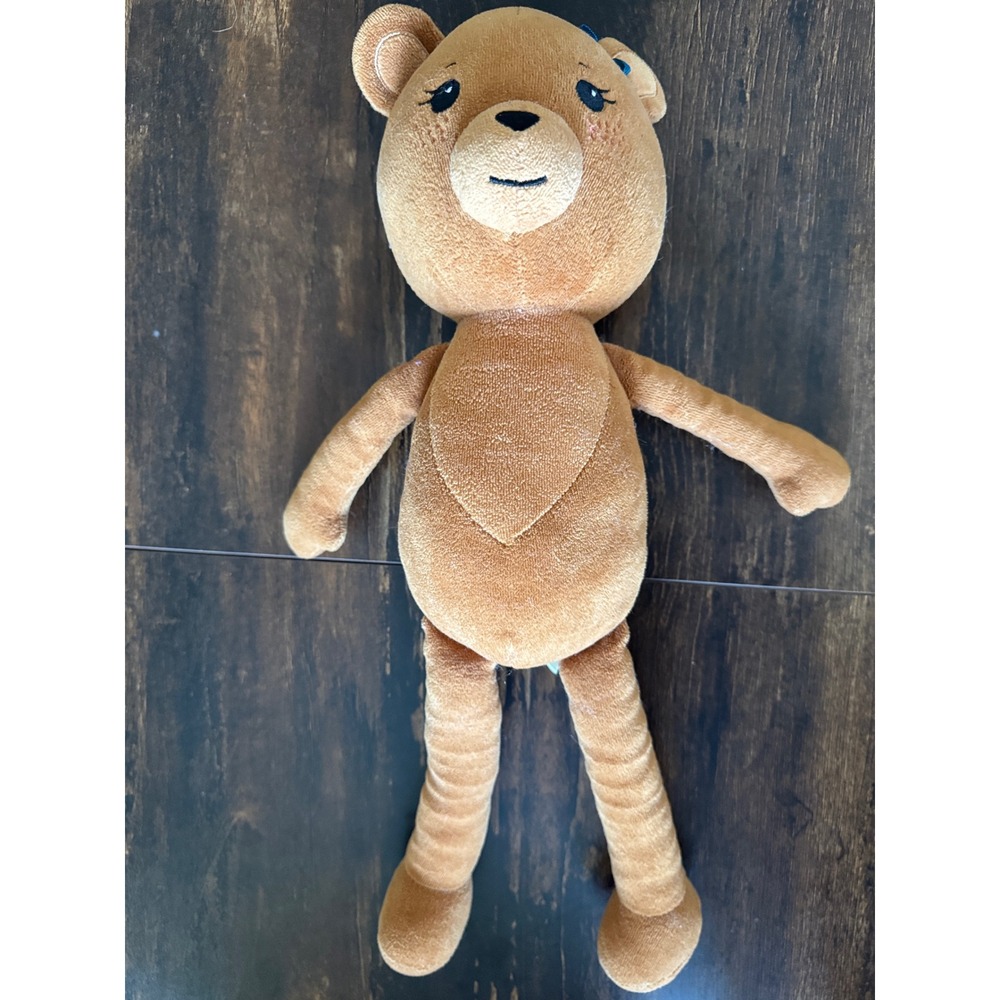 Matilda Jane Tan Plush Teddy Bear Stuffed Animal with Teal Bow 17.5 Inch
